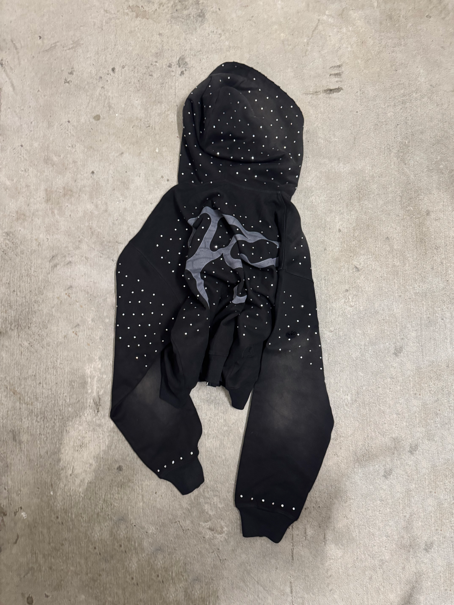 RHINE STONE ACID WASH ZIPUP
