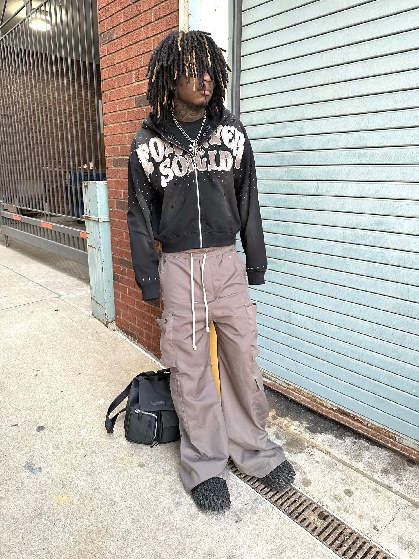 RHINE STONE ACID WASH ZIPUP