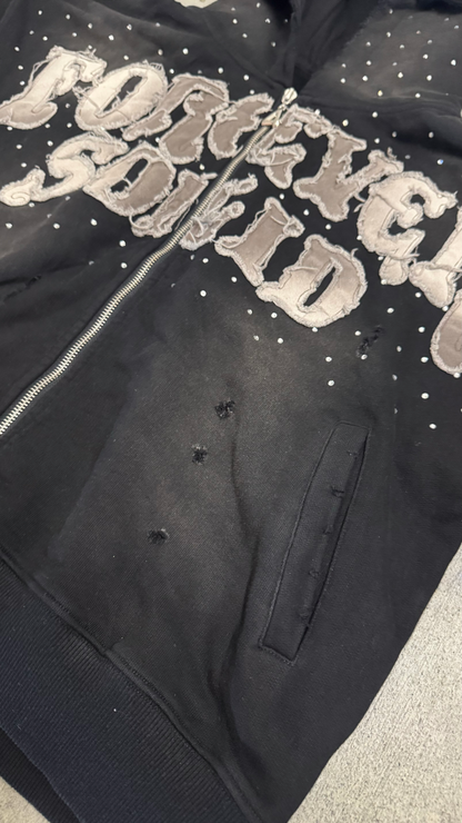 RHINE STONE ACID WASH ZIPUP